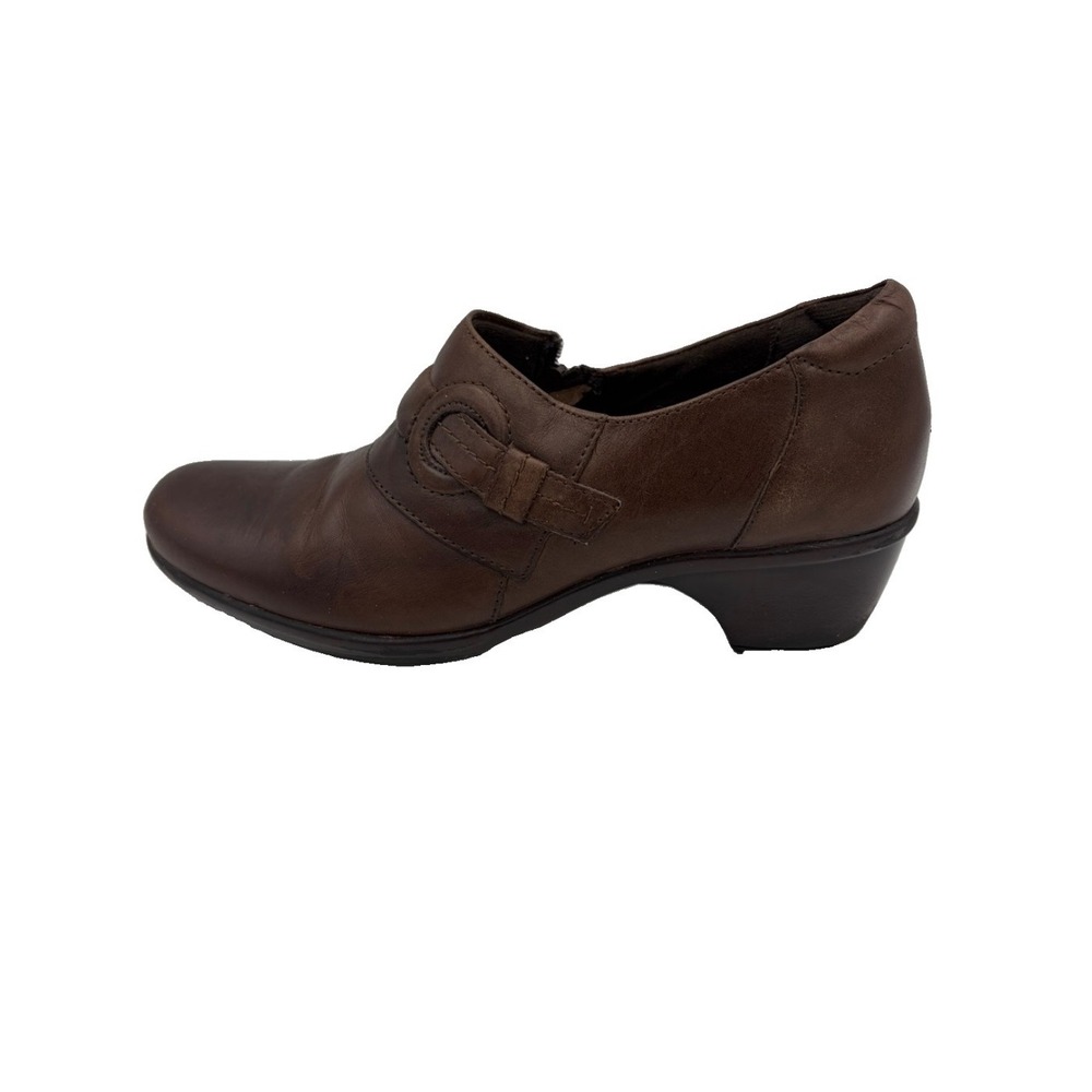 Clarks Ingalls Ankle Booties Heels Brown Leather Women 8M Academia Boho Work Y2K